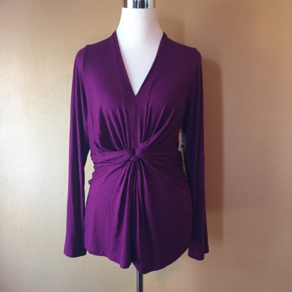Tahari Tops - Tahari Flattering Twist Front Soft Purple/Wine Top